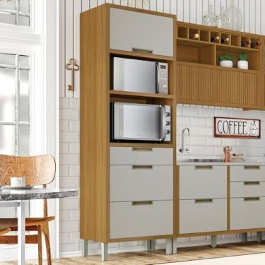 Imagem de Paneleiro Torre Quente 1 Porta 3 Gavetas Imperatriz Nesher Móveis Freijó/off White