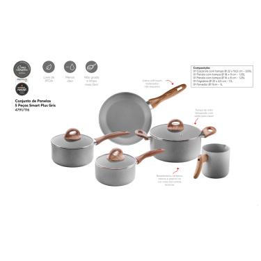 Imagem de Jogo de Panelas Smart Plus 5 Peças Gris Brinox