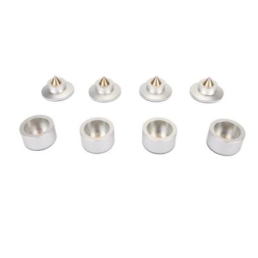 Imagem de Pés de isolamento de alto-falante, pontas de isolamento de alto-falante HiFi, rolamento de carga forte, absorção de choque de metal, 4 peças para gravador para leitor de CD para subwoofer (prata)