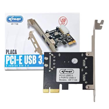 Imagem de Placa Pci-e Com 2 Portas Usb 3.0 Plug And Play Knup