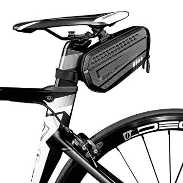 Imagem de WHYUNM26 Selim de bicicleta, assento traseiro, impermeável, para ciclismo, cauda, bolsa de armazenamento de bicicleta estável com zíper dupla face para bicicleta de estrada MTB
