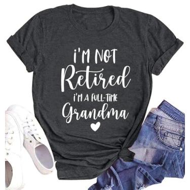 Imagem de hohololo Camiseta feminina com estampa de coração, avó, mamãe vida, manga curta, Cinza-escuro, P