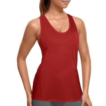 Imagem de Regata feminina 2024, regata de treino feminina, regata atlética com costas nadador para mulheres, camisetas de compressão sem mangas, Vermelho, G