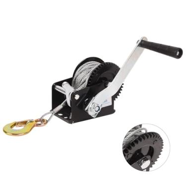 Imagem de Dawot Guincho de reboque de barco Guincho manual de 362 kg Gancho resistente com cabo de aço de 10 m Guincho de manivela e proporção 3,2:1 Engrenagem 2 Way Catraca Barco Guincho para Barco Trailer