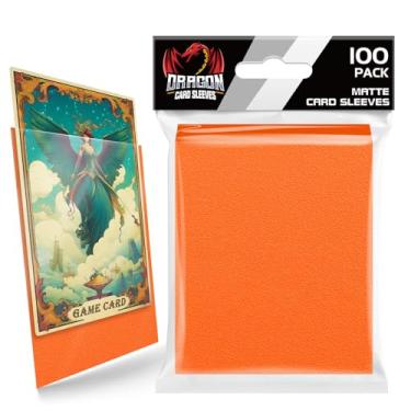 Imagem de 100 unidades de capas foscas para cartões colecionáveis, tamanho padrão, protetores de cartas de baralho, tamanho padrão, apto para cartões de beisebol, cartões esportivos, MTG, cartas de jogo de cartas Yugioh (laranja)