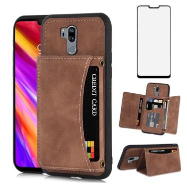 Imagem de Asuwish Capa de telefone para LG G7 ThinQ Capa carteira com protetor de tela de vidro temperado e suporte para cartão de couro PU LGG7 One G 7 Plus LG7 Fit LG7ThinQ 7G Thin Q G7+ G7thinq LGG7thinq Men