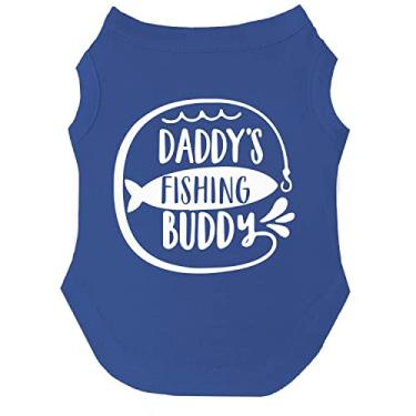 Imagem de Camiseta Daddy's Fishing Buddy Father's Day Dog Tamanhos para filhotes, brinquedos e raças grandes (azul royal, 5X-Grande 236)