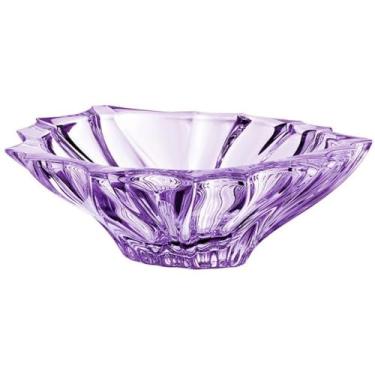 Imagem de Aurum Crystal - Tigela Decorativa de Cristal Boêmio Roxo Radiante, 33 cm, Feita à Mão, Prato Fundo de Vidro Transparente, Ideal para Doces, Lanches, Flores e Arranjos Decorativos