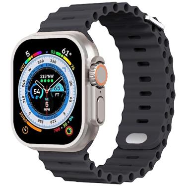 Imagem de AIRPROCE Compatível com Apple Watch Ocean Bands 38 mm, 40 mm, 41 mm, 42 mm, 44 mm, 45 mm, 49 mm, pulseira esportiva de silicone macio para iWatch Ultra SE Series 8 7 6 5 4 3 2 1 Sport Edition para mulheres e homens (42/44/45/49 mm, meia-noite)