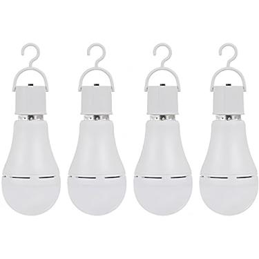 Imagem de K JINGKELAI Lâmpadas LED de emergência portáteis recarregáveis 9W com bateria reserva - pacote com 4, 60W branco frio 6500K, ideal para falhas de energia, furacões, acampamento, inclui gancho e