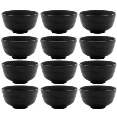 Imagem de Conjunto 12 Bowls Melamina Lyor Tóquio Preto Oriental 450ml