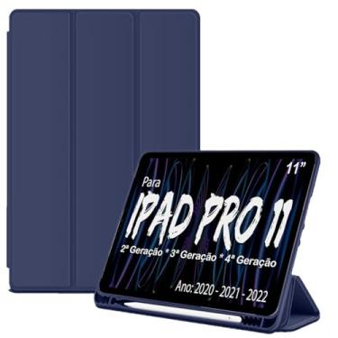 Imagem de Smart Case C/Suporte Pencil Para Apple iPad Pro 11 da 2ª 3ª 4ª Geração De 11" Pol. A2228 A2068 A2230 A2231 /A2377 A2459 A2301 A2460 /A2759 A2761 A2435 A2762 Ano 2020/2021/2022 - Alamo (AZUL)