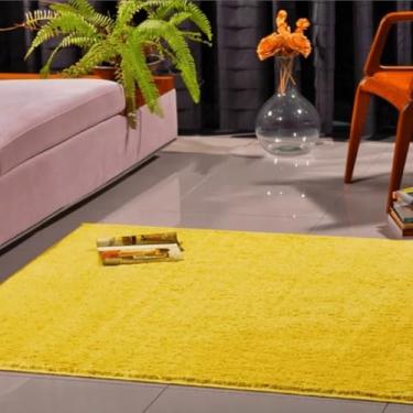 Imagem de Tapete 150x150 Quadrado Amarelo Classic Comercio Escritório Toque Macio Sala