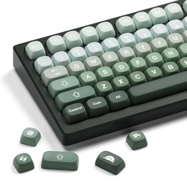 Imagem de XVX Teclas Matcha Wagashi PBT - Teclas MOA, teclas personalizadas 60 65 75 100 por cento, 5 teclas de sublimação de tinta lateral, conjunto de 132 teclas para teclados Cherry Gateron MX, verde