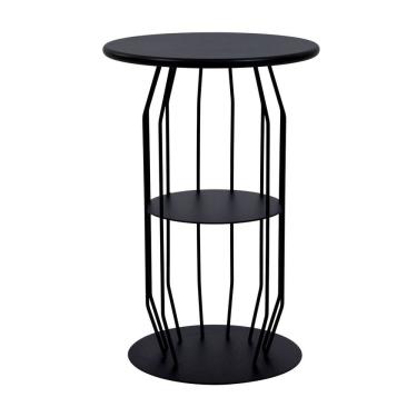 Imagem de Mesa Lateral Silueta Baixa Redonda Luxo Minimalista Preto