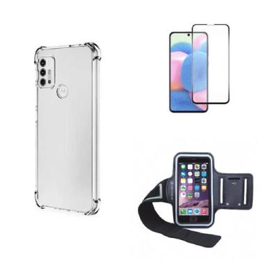 Imagem de Kit Braçadeira Motorola Moto G20 + Capa + Película De Vidro 3D