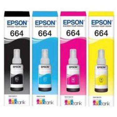 Imagem de Kit 4 cores refil de tinta original epson 664 70ml cada