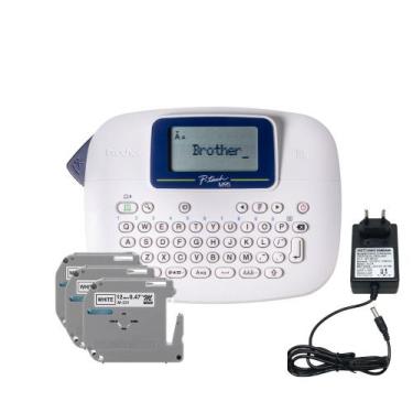 Imagem de Combo Rotulador Eletrônico Branco Portártil Brother Ptm95wtbp + 3 Fita