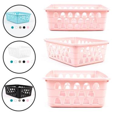 Imagem de Cesto Multiuso Organizador Pequeno  16x12x6Cm Rosa 123Organizei - 123 