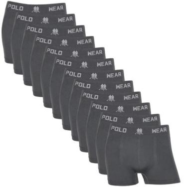 Imagem de Kit 12 Cueca Boxer Masculino Polo Wear Microfibra Sem Costura, Chumbo,