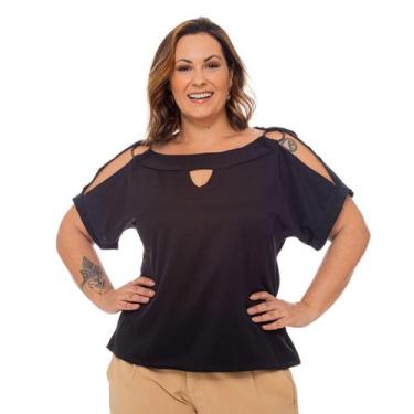 Imagem de Blusas Elegantes Plus Size Feminina Social Com Argolas e Ombros Aberto