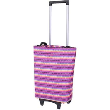 Imagem de Bolsa dobrável à prova d'água com 2 bolsas de ombro pu 20l carrinho de compras 2 em 1 para piquenique de viagem em supermercado, ondulação roxa