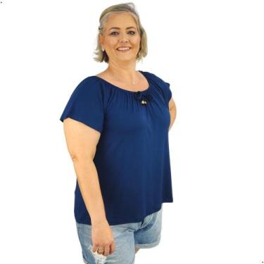 Imagem de Blusa Feminina Plus Size Ciganinha Manga Curta Lisa - Coalizão Fashion