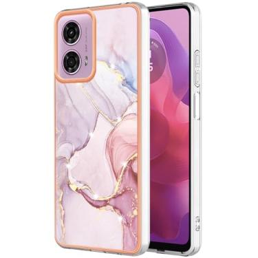 Imagem de Monwutong Capa de telefone de ajuste fino para Motorola G04 4G, capa para Moto G24 4G, capa moderna com padrão de mármore IMD brilhante para meninas, lente de câmera e capa de proteção de tela para