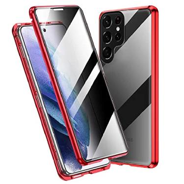 Imagem de Guppy Capa antiespiar para Galaxy S24 Ultra, protetor transparente frontal e traseiro de 360 graus, privacidade, vidro temperado, proteção total, adsorção magnética, metal amortecedor, capa flip para