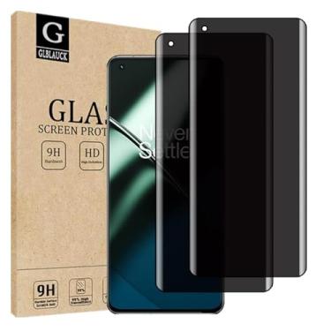 Imagem de GLBLAUCK [Pacote com 2] Protetor de tela de privacidade para OnePlus 11 5G, antiespião 3D Curve Edge 9H, dureza, protetor de tela de vidro temperado para OnePlus 11