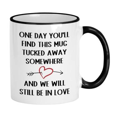 Imagem de Casitika Caneca de café Dia dos Namorados. Ideia de presente para esposa ou marido. Copo de bebida de 325 ml para namorado ou namorada. Presente de São Valentim para casais apaixonados. (Um dia)