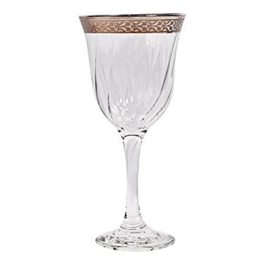 Imagem de Lorren Home Trends Taças de vinho tinto com design veneziano da banda dourada (conjunto de 6), tamanho único, transparente
