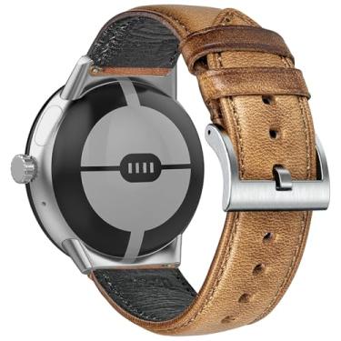 Imagem de FIILIIX Pulseira de relógio de couro macio de chifre compatível com o relógio Google Pixel2/Pixel 3, pulseira de substituição elástica para relógio inteligente Pixel