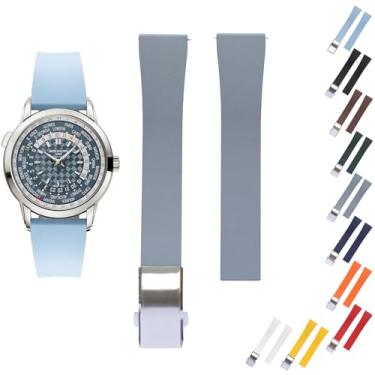 Imagem de Pulseira de borracha de liberação rápida para relógios Patek Philippe, pulseira de borracha FKM para relógios Patek Philippe Calatrava - várias cores (21 mm, cinza)