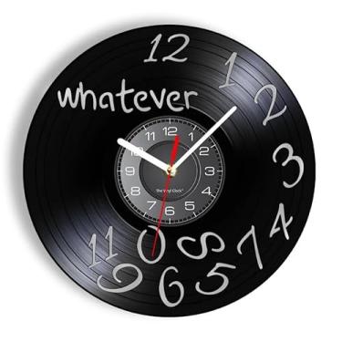 Imagem de XXIN-BNSM Relógio de parede decorativo de 30 cm, álbum de vinil, decoração de qualquer coisa, estou atrasado de qualquer maneira, seja qual for o caso, relógio de parede, relógio vintage com disco de