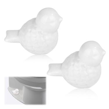 Imagem de 2 peças de tampas de parafuso de vaso sanitário de cerâmica, tampas de pássaros fofos, parafusos de vaso sanitário, conjunto de instalação fácil para decoração de banheiro