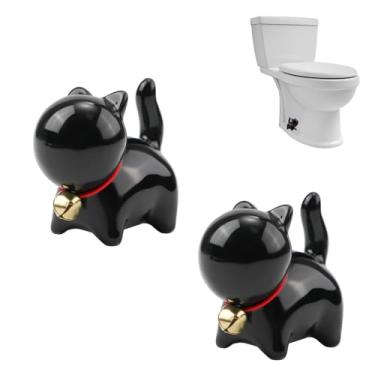 Imagem de 2 peças de tampas de parafuso de vaso sanitário, tampas de parafuso de vaso sanitário de gato tampas de parafuso de cerâmica ocultas peças de reposição decorativas de banheiro decoração fofa de