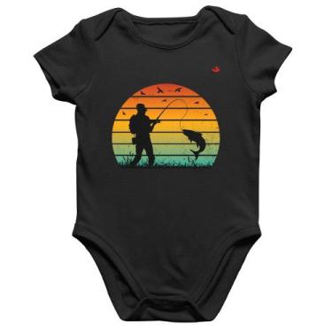 Imagem de Body Bebê Algodão Pescaria Vintage Sunset - Foca na Moda, Preto, GG
