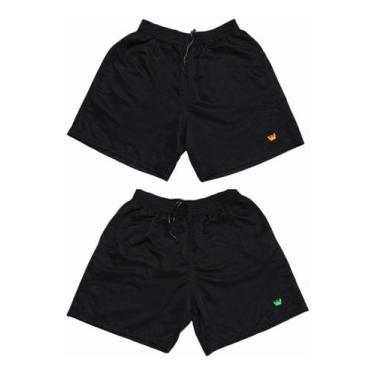 Imagem de Kit 2 Short Moda Praia Relaxado Plus Size Tactel Liso Masculino, Preto