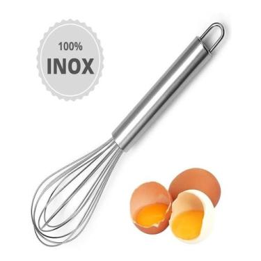 Imagem de Batedor De Ovos Fouet Profissional Prateado De Aço Inox 31cm - Mimo St