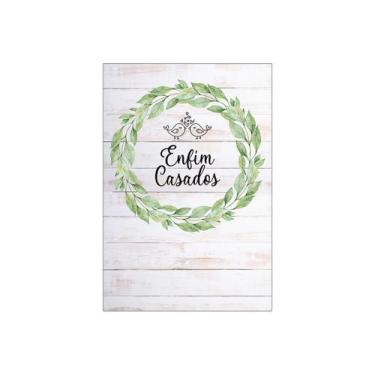 Imagem de Painel De Festa Vertical 1,50 x 2,20 - Enfim Casados Folhagens Verdes 