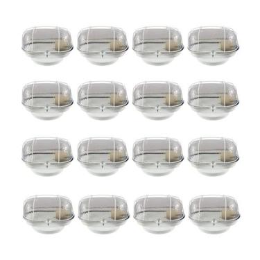 Imagem de Kit 16 Arandela Luminária Tartaruga Vidro C/ Proteção Branca - CM GLAS