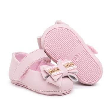 Imagem de Sapato Sapatilha Bebê Infantil Feminina Recém Nascida Branco Para Bati