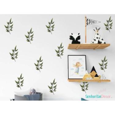 Imagem de adesivo de parede mini folhas florais decoração quarto sala - Senhorit