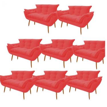 Imagem de Kit 08 Namoradeira  Decorativa  Opala Pés Palito em Madeira 2 Lugares 