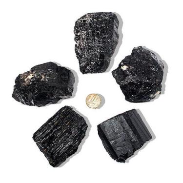 Imagem de 05 Turmalina Preta Pedra Natural 200 a 250g Média 7cm Tipo B - Cristai