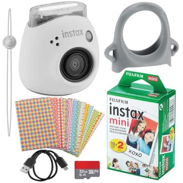 Imagem de Fujifilm Câmera digital Instax Pal, mini filmes Fujifilm 20, adesivos decorativos, aderência para câmera com USB, micro SD e tecido (gema preta) (branco leitoso)