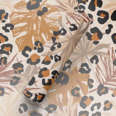 Imagem de Papel De Parede Adesivo Tema Natureza Onça Estilo Costela de Adão - Ba