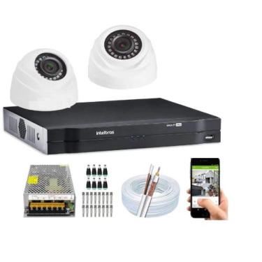 Imagem de Kit Cftv 2 Câmeras DomeS 720p Dvr Intelbras 4 Canais S/Hd