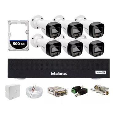 Imagem de Kit Intelbras 6 Full Color Vhd 1120b Dvr 8 Mhdx 1008 C/500g